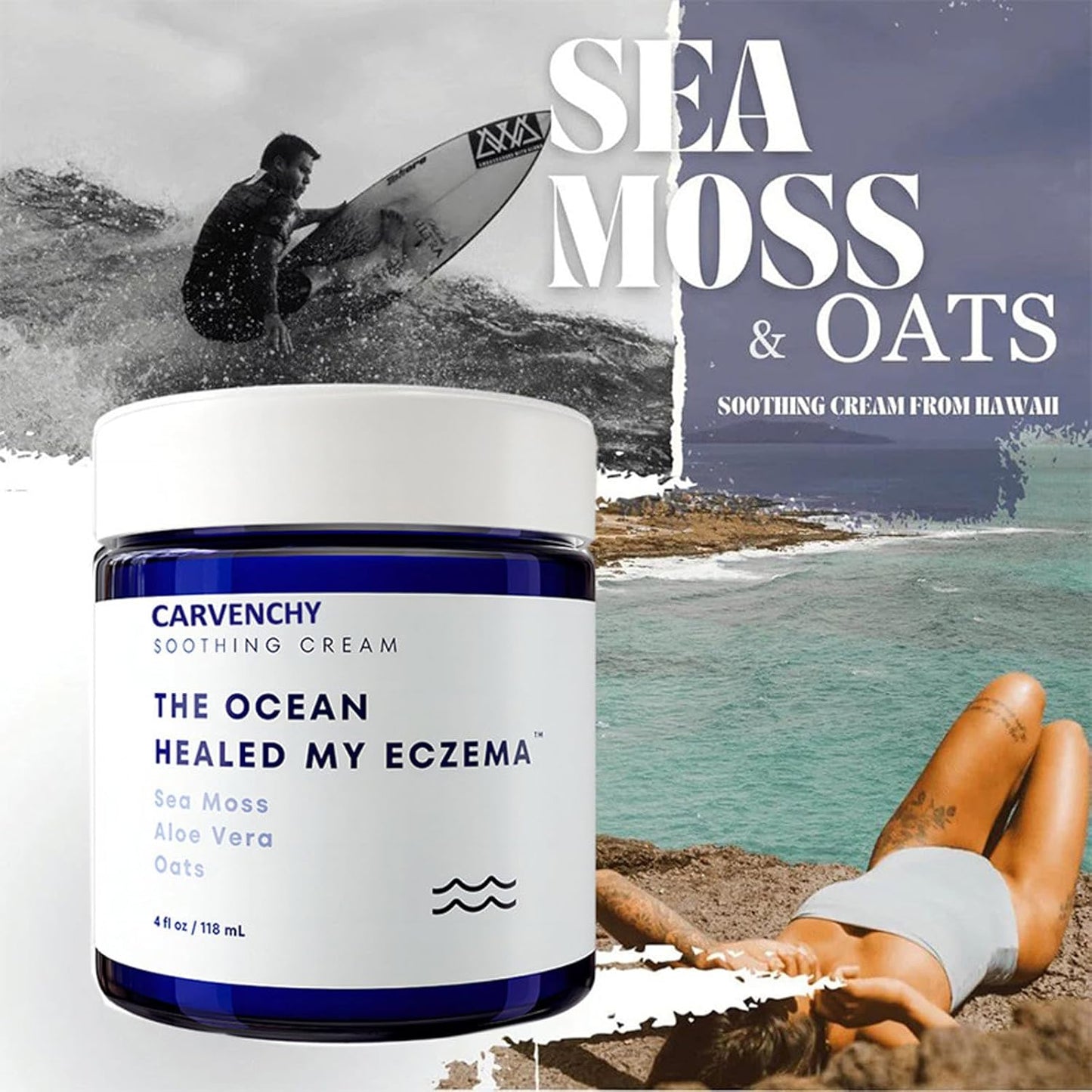 Carvenchy The Ocean Healed my Eczema Soothing cream with Aloe Vera and oaths -118ml