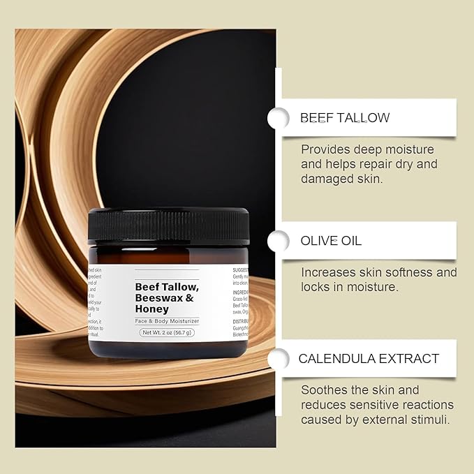 Yooj Beef Tallow for Skin Moisturizer with Beeswax and Honey-56.7g